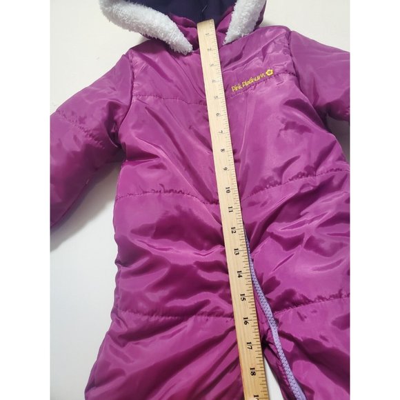 Pink Platinum Baby Girls One Piece Warm Winter Puffer Snowsuit Pram Bunting 12 M - Picture 4 of 16